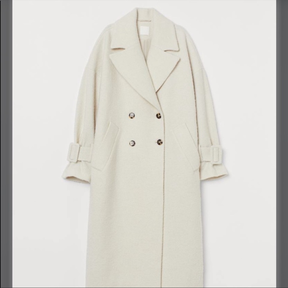 H&M Conscious White Boucle Coat